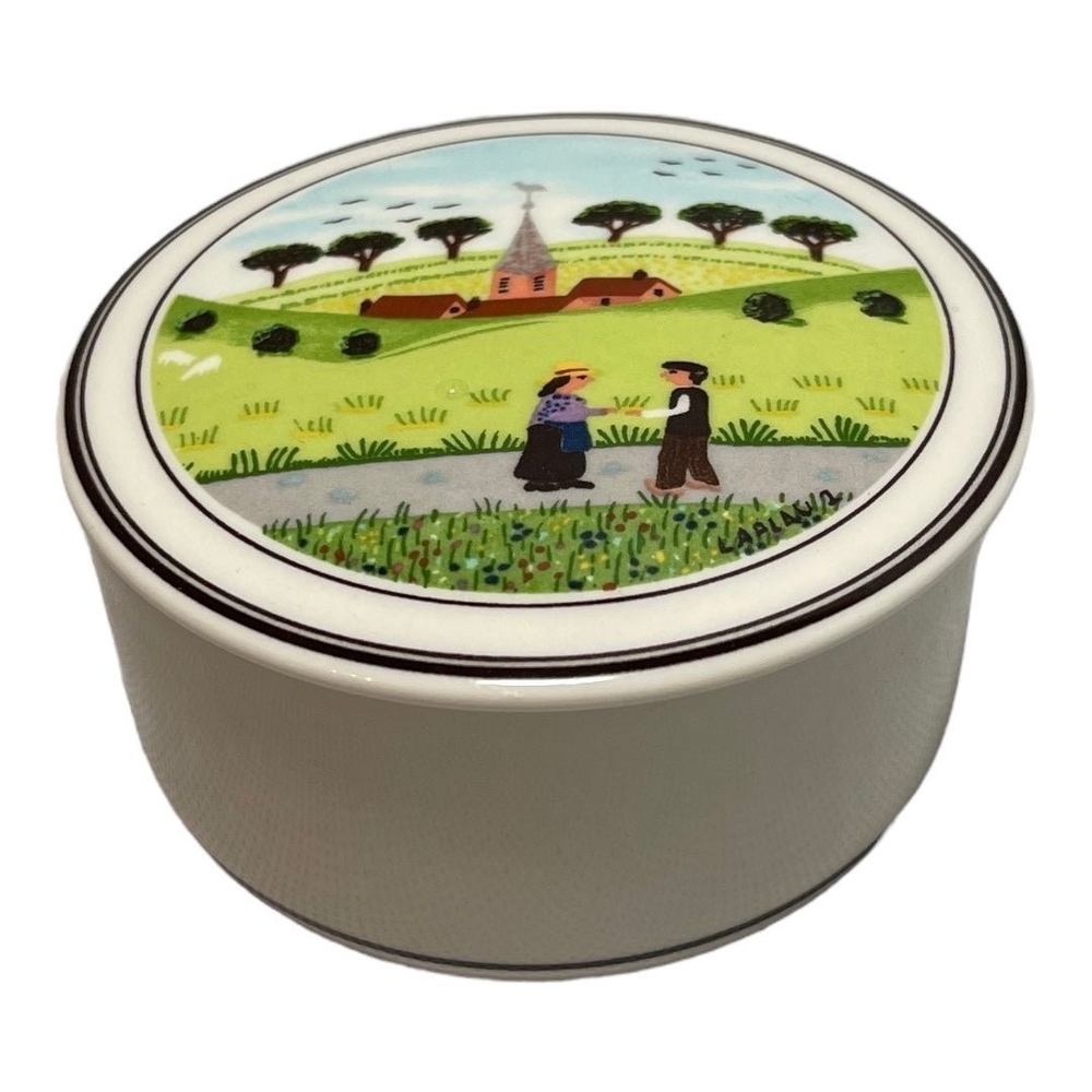 Vintage Villeroy & Boch Naif Trinket Box Lidded Ceramic Jewelry Box Porcelain VG - Picture 2 of 4